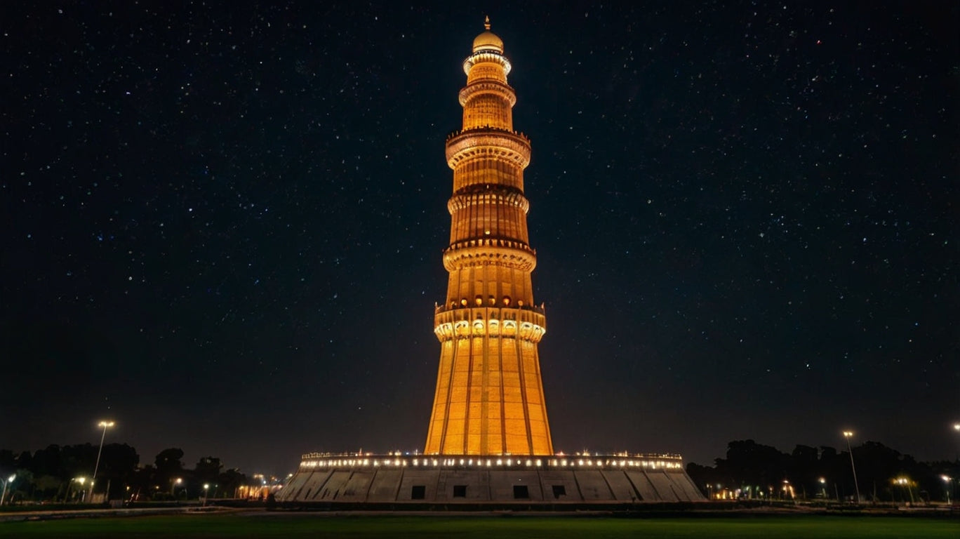 India – Qutub Minar, Delhi at Night