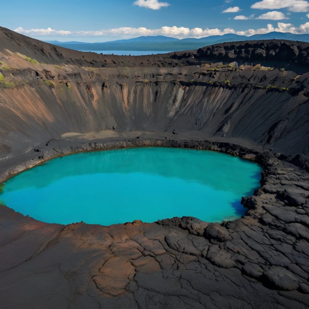 Volcanic Crater with Colorful Lakes and Snow-Capped Mountain My Store