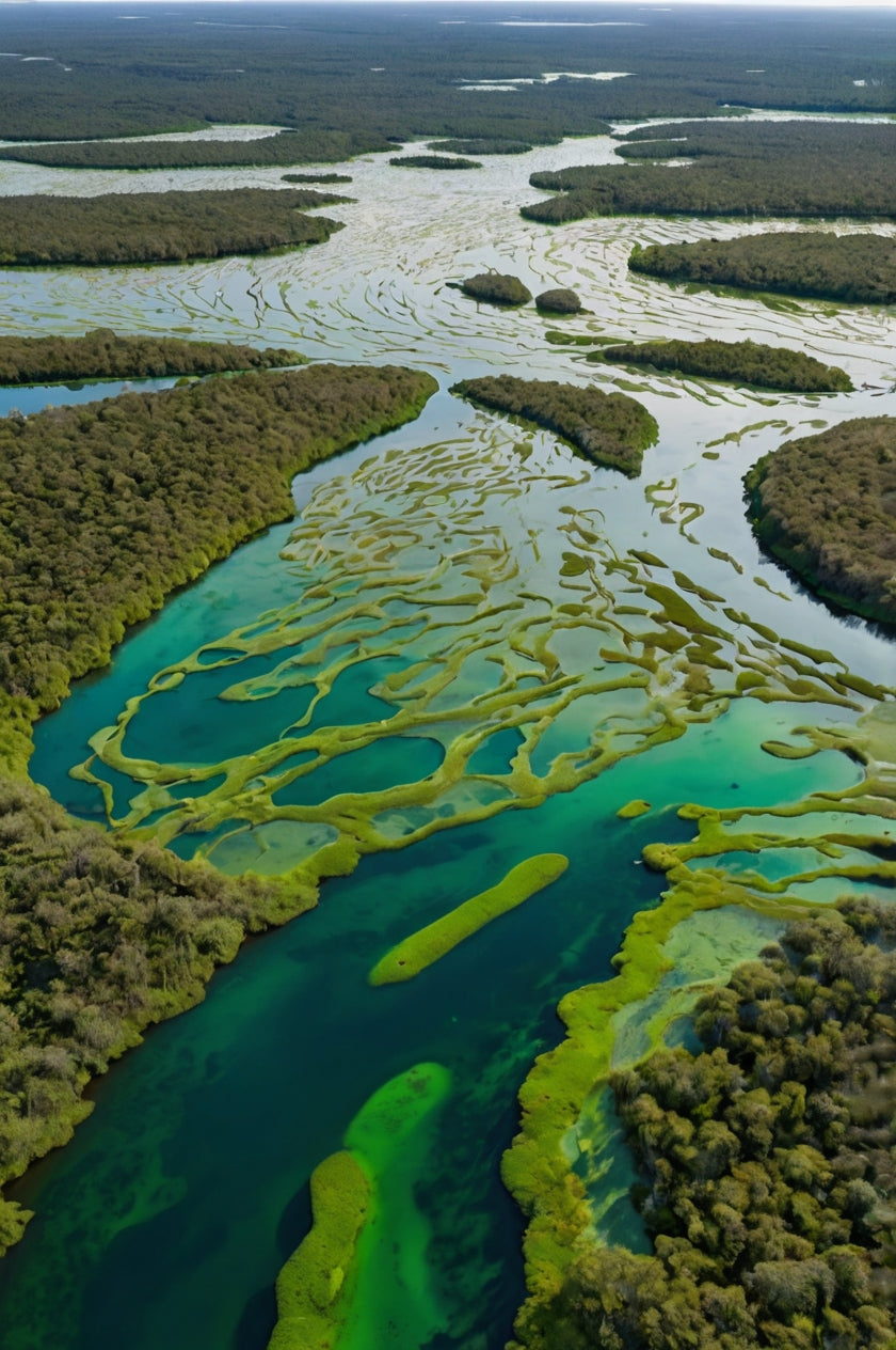 Aerial View of Turquoise River and Green Forest My Store