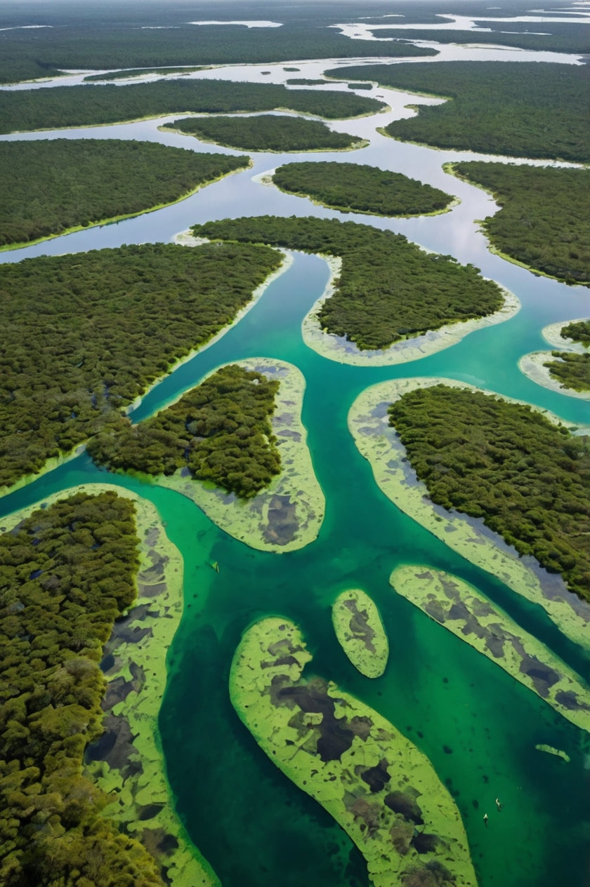Aerial View of Turquoise River and Green Forest My Store