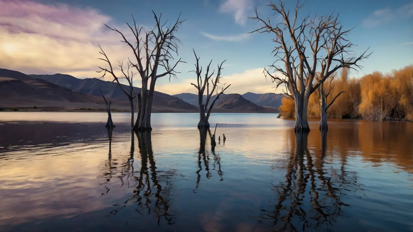 Sunset Dead Tree Lake Print - Ethereal Landscape Art My Store