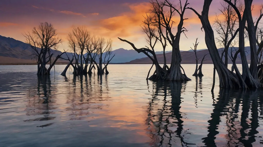 Sunset Dead Tree Lake Print - Ethereal Landscape Art My Store