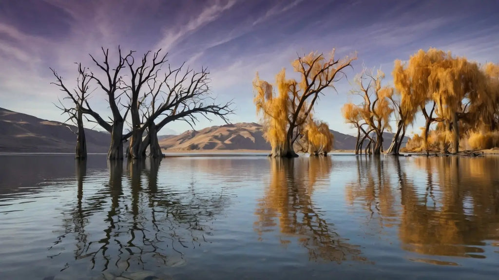 Sunset Dead Tree Lake Print - Ethereal Landscape Art My Store