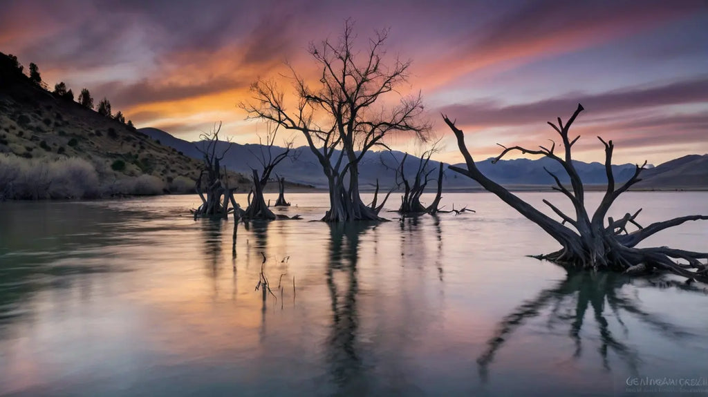 Sunset Dead Tree Lake Print - Ethereal Landscape Art My Store