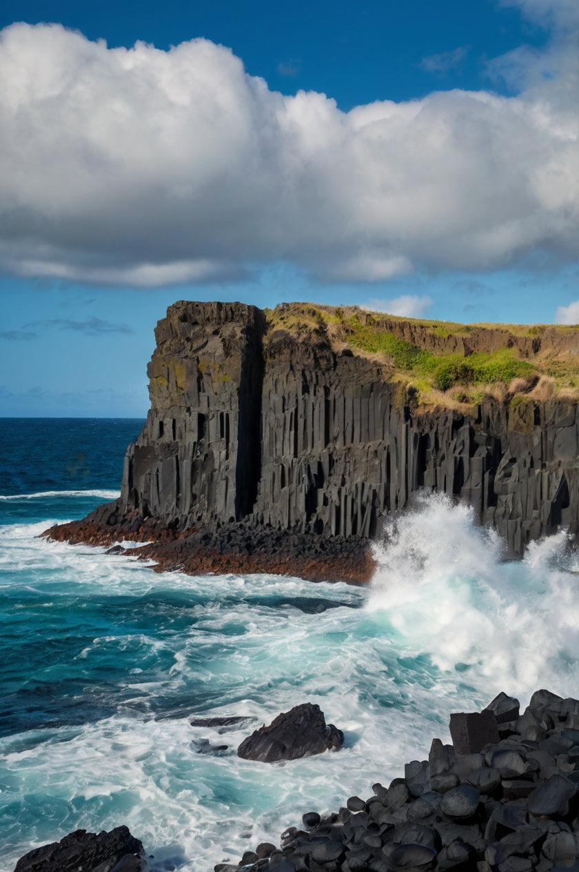 Coastal Basalt Rock Formation with Waves My Store