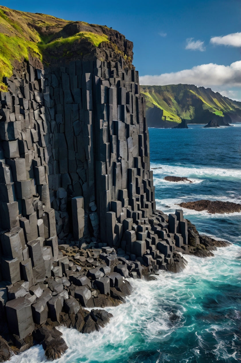 Coastal Basalt Rock Formation with Waves My Store