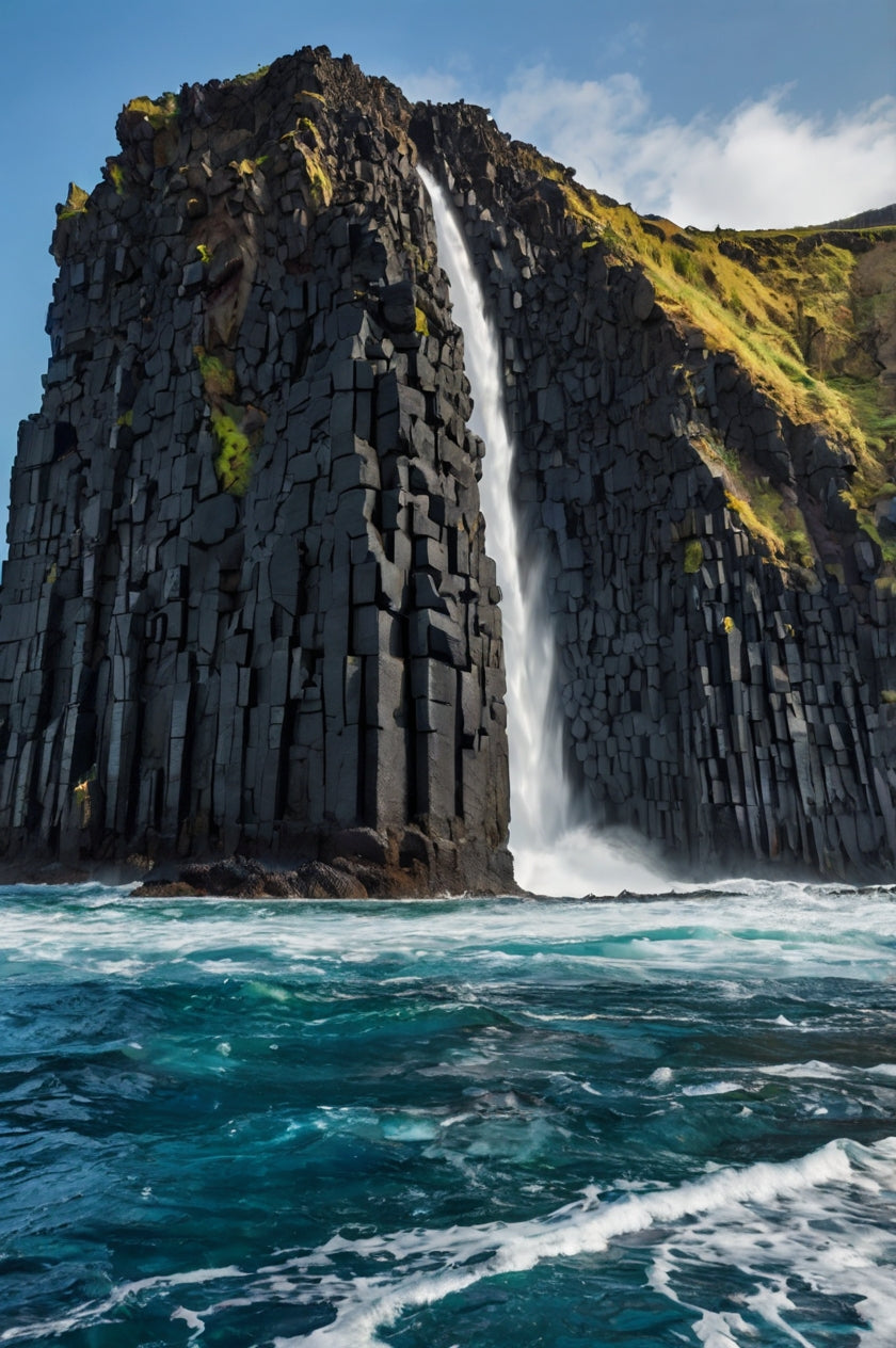 Coastal Basalt Rock Formation with Waves My Store