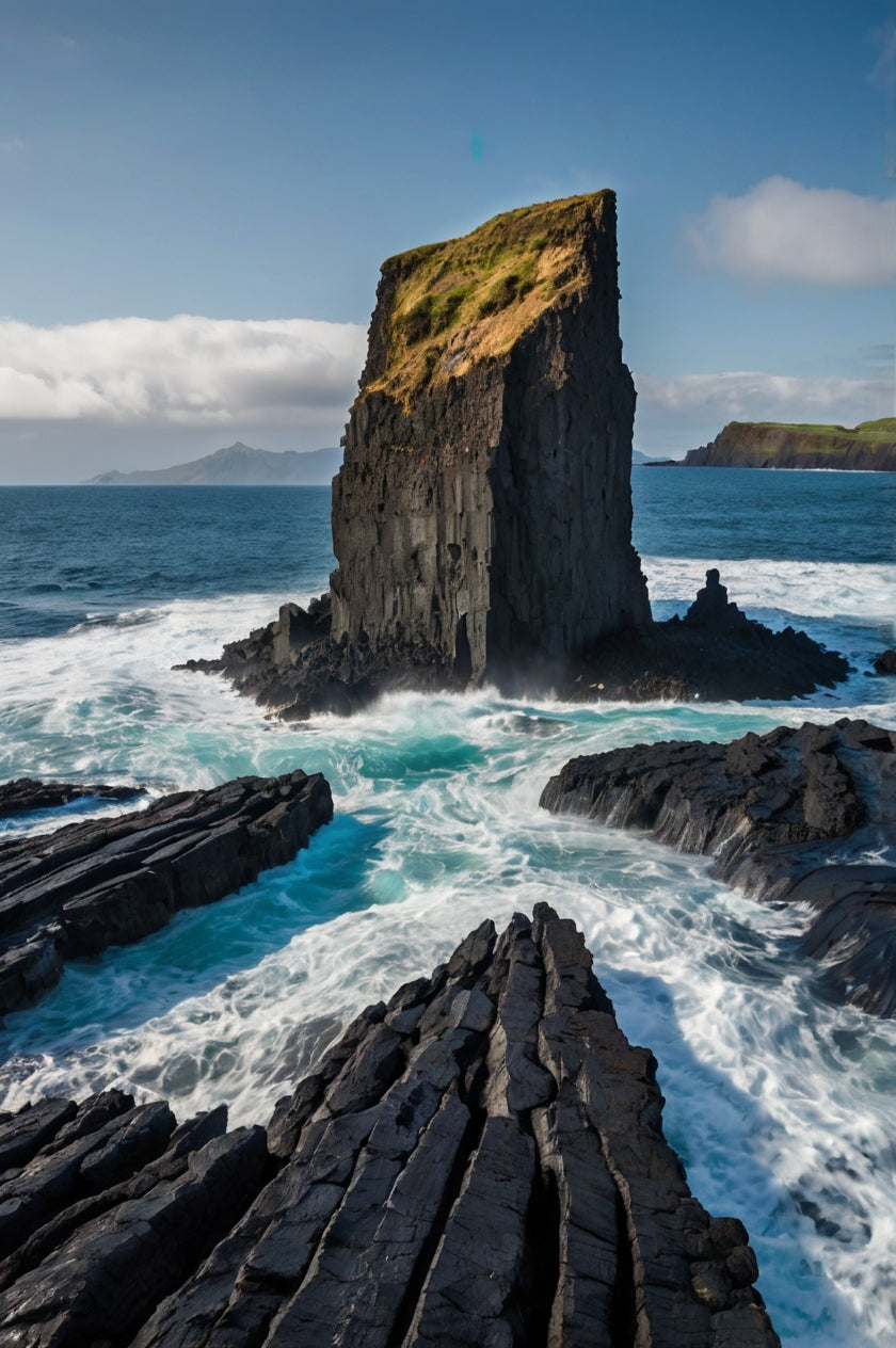 Coastal Basalt Rock Formation with Waves My Store