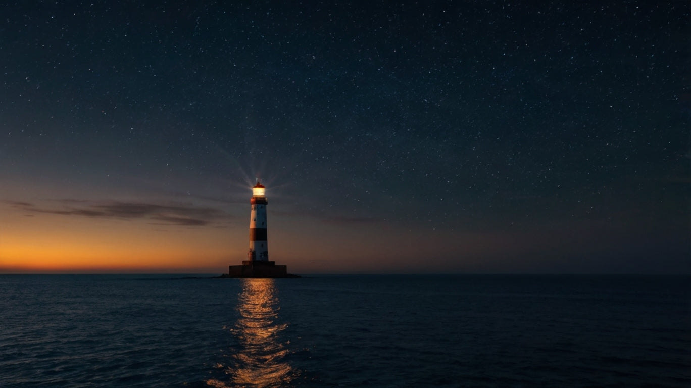 Isolated Lighthouse at Dusk