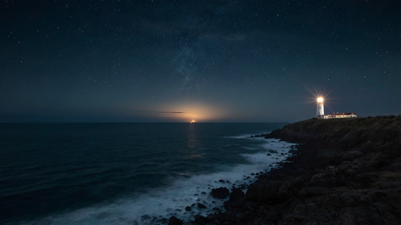 Isolated Lighthouse at Dusk