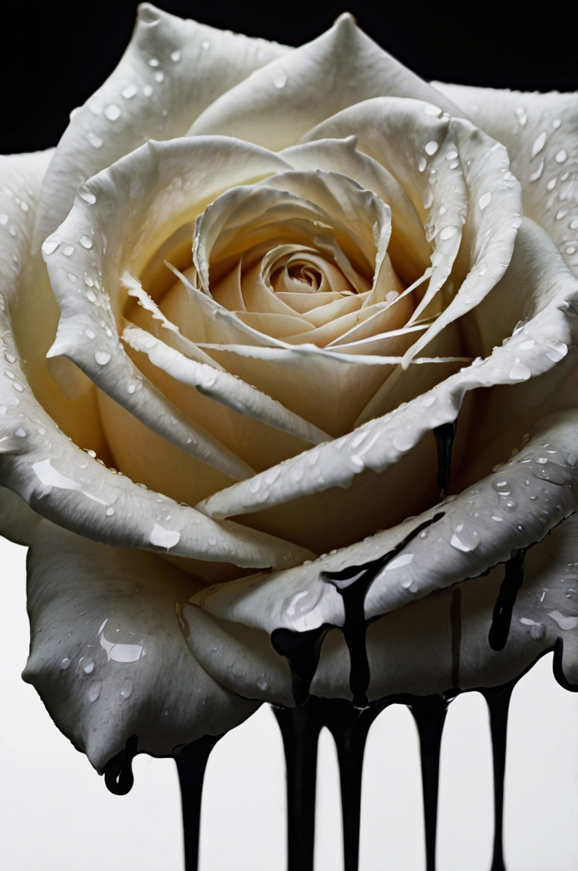 Black Ink & White Petals Macro