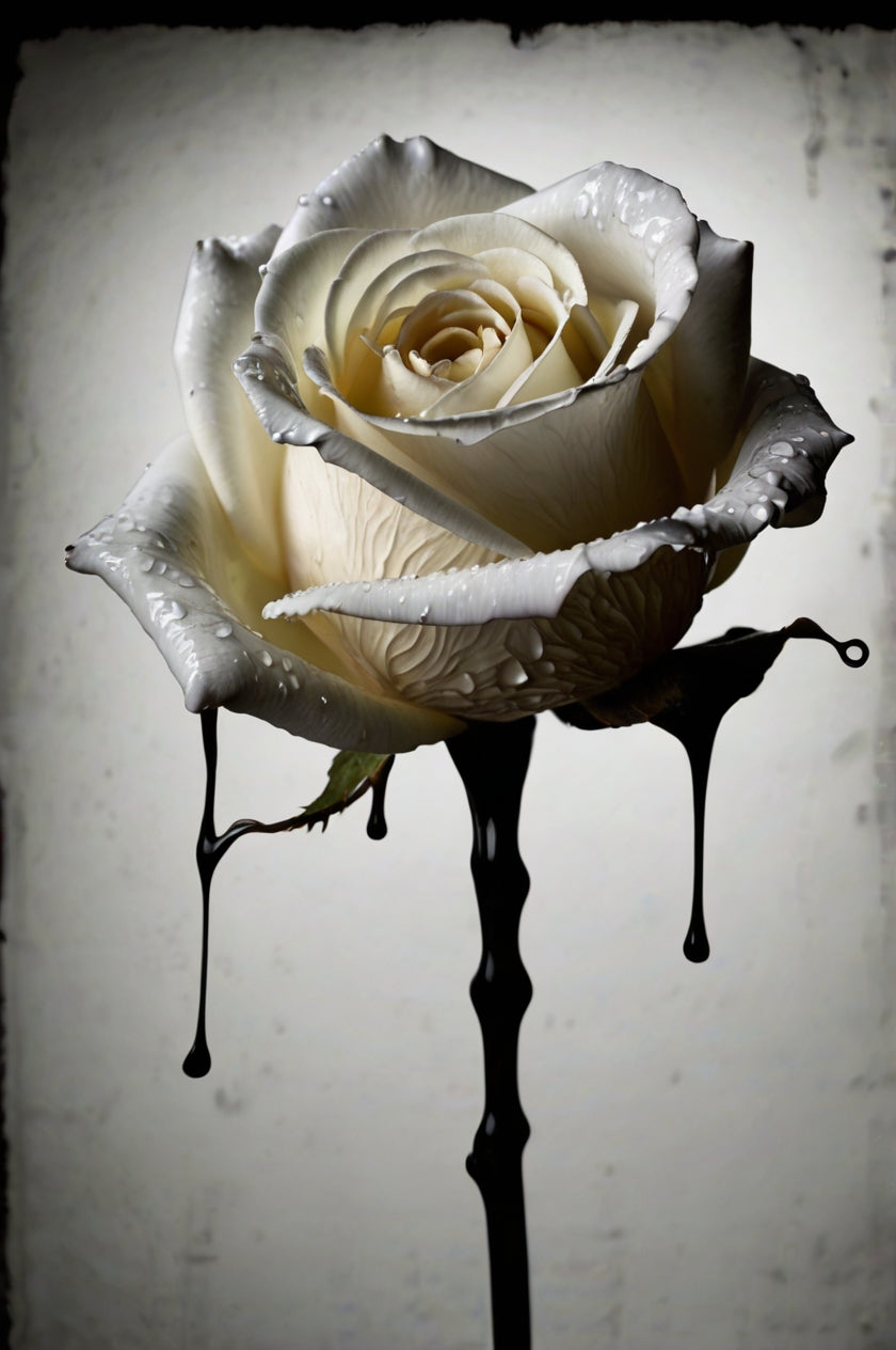Black Ink & White Petals Macro