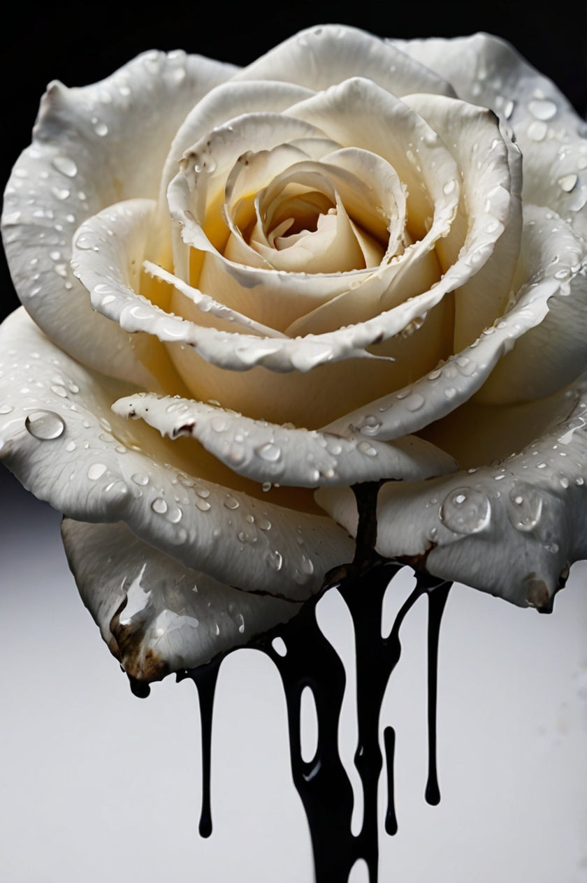Black Ink & White Petals Macro