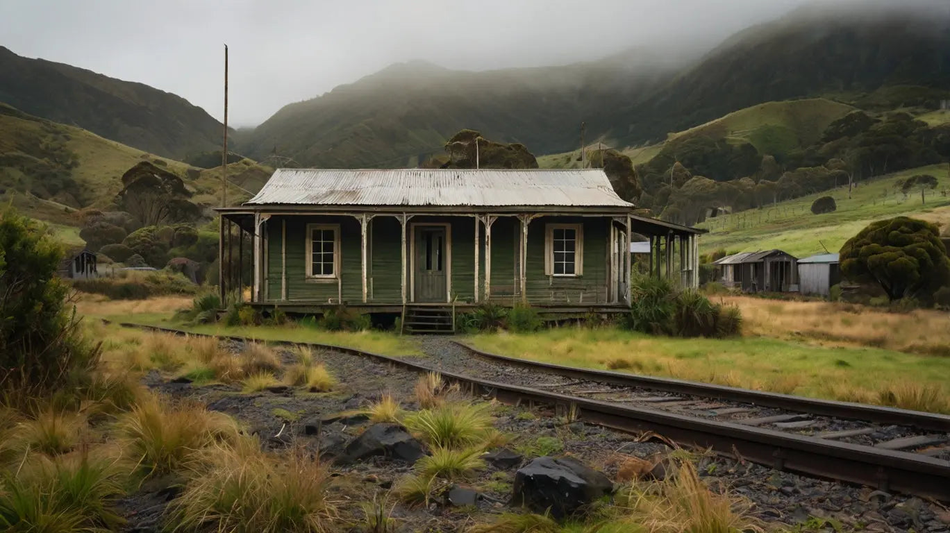 Rustic Old House Railway - Vintage Landscape Print My Store