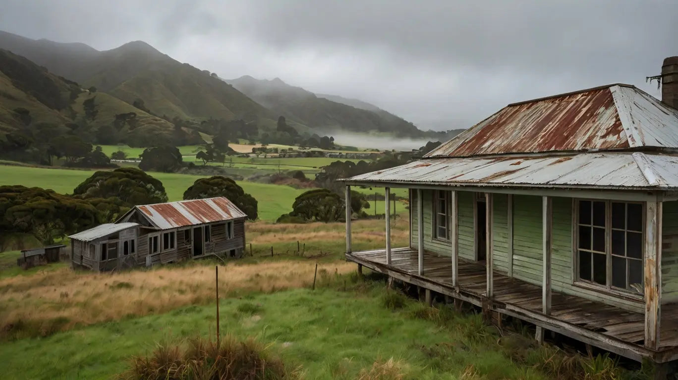 Rustic Old House Railway - Vintage Landscape Print My Store