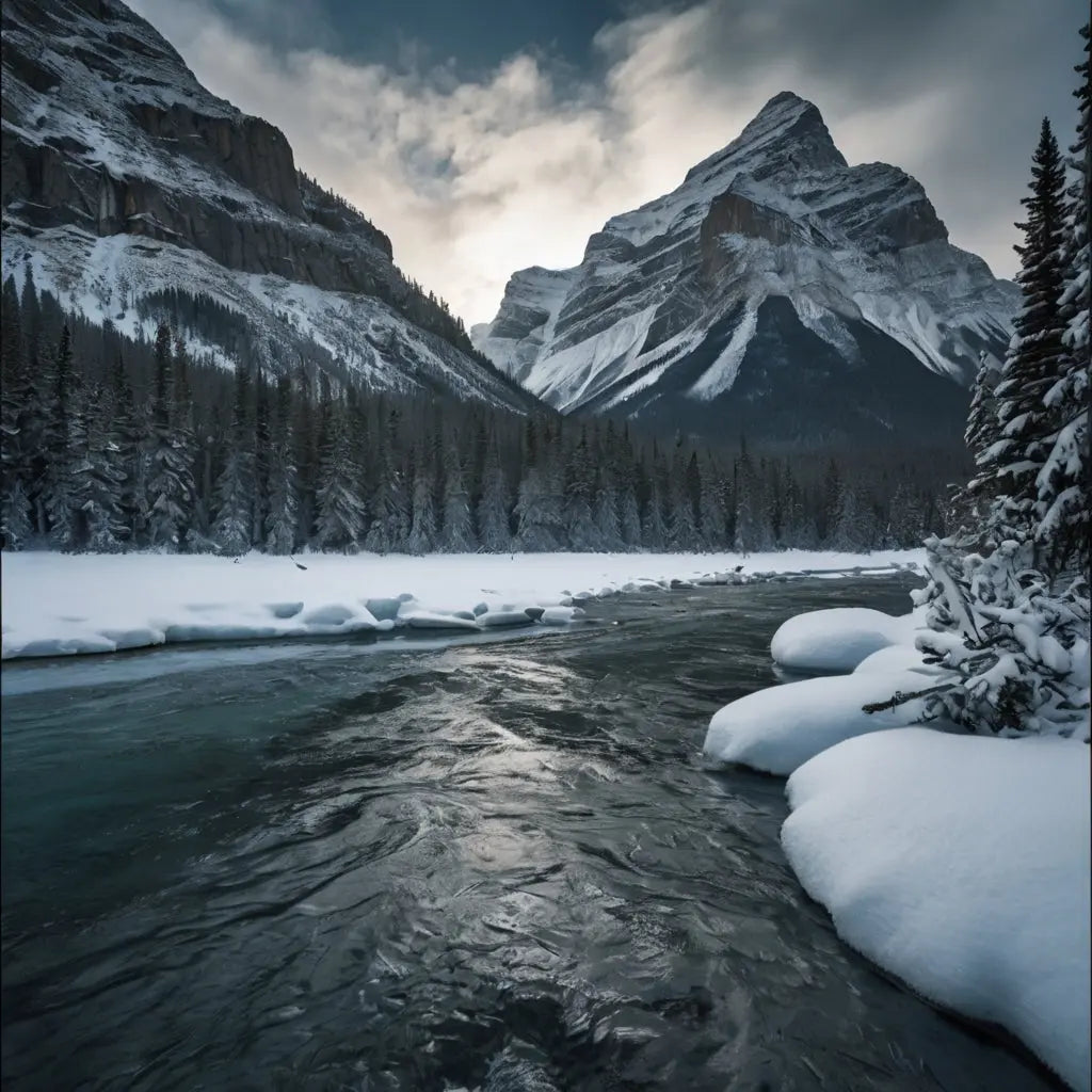 Snowy Mountain Cabin Canvas Print My Store