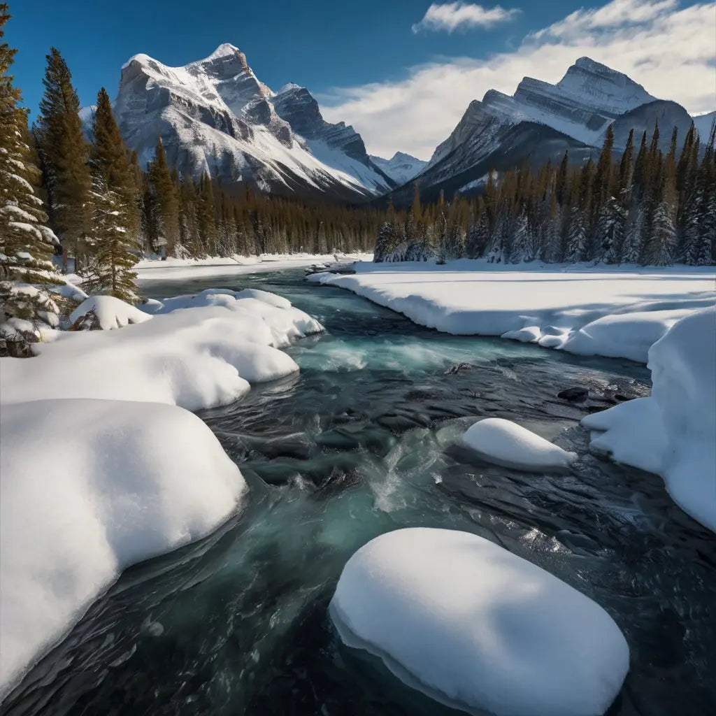 Snowy Mountain Cabin Canvas Print My Store