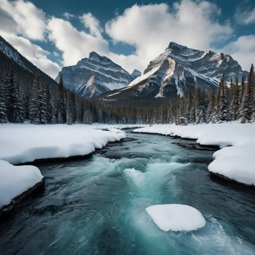 Snowy Mountain Cabin Canvas Print My Store