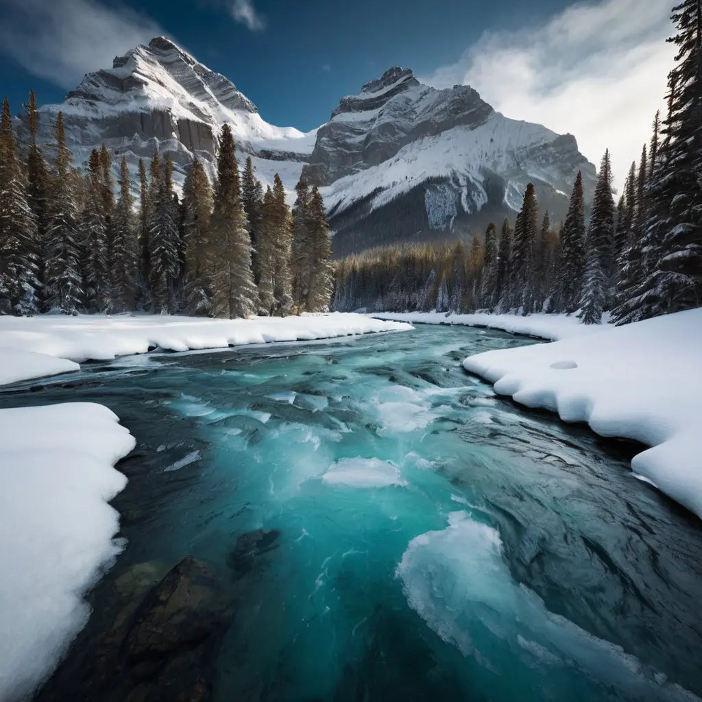 Snowy Mountain Cabin Canvas Print My Store
