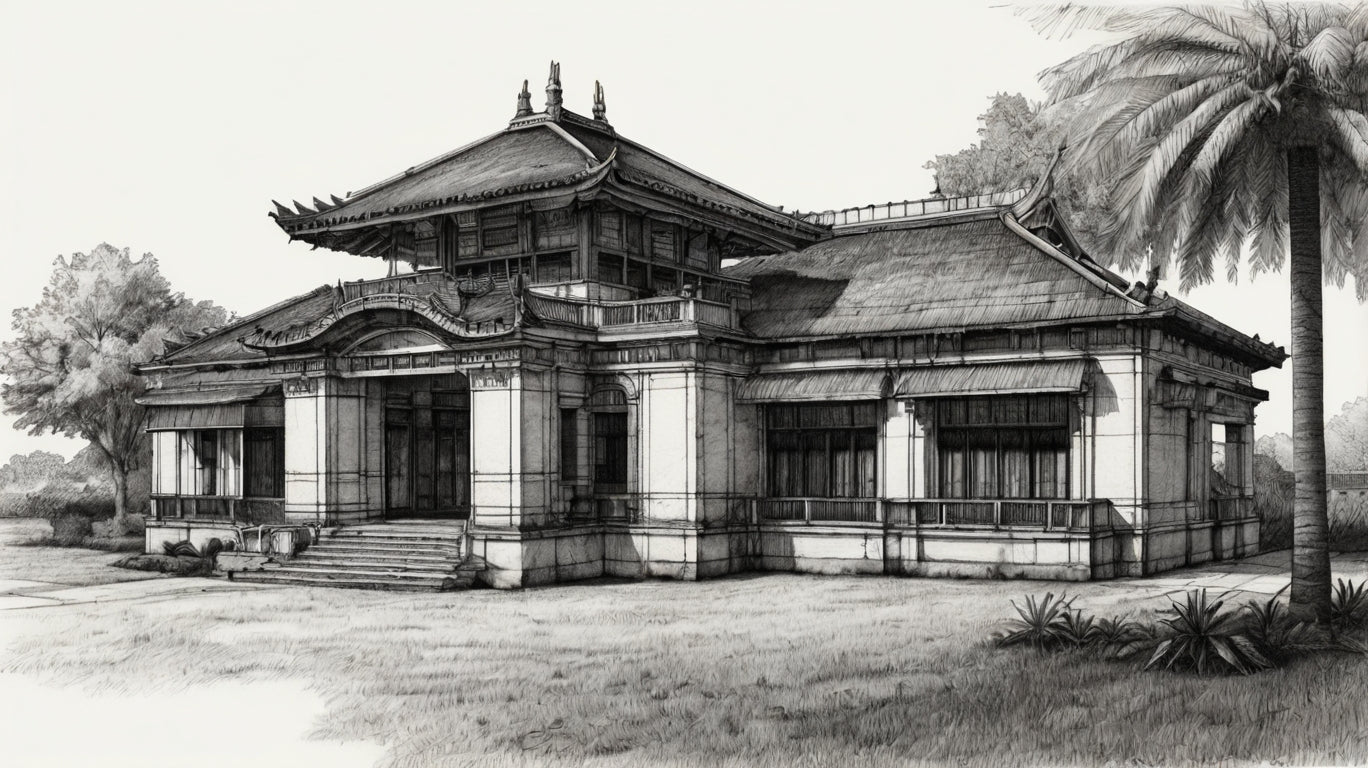 Colonial-era tropical house elevations