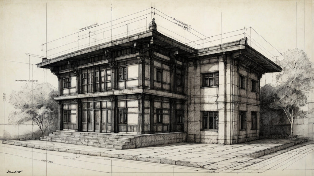 Traditional tropical pavilion drawing