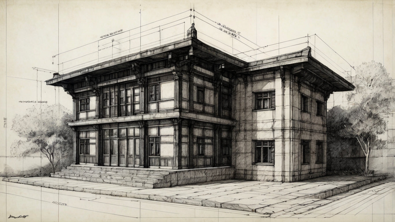Traditional tropical pavilion drawing