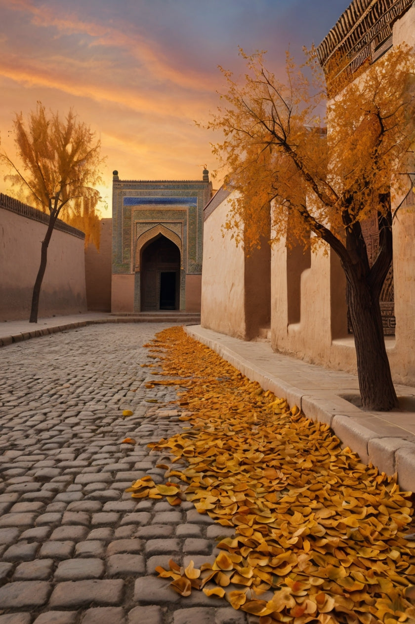 Autumn leaves falling from tress