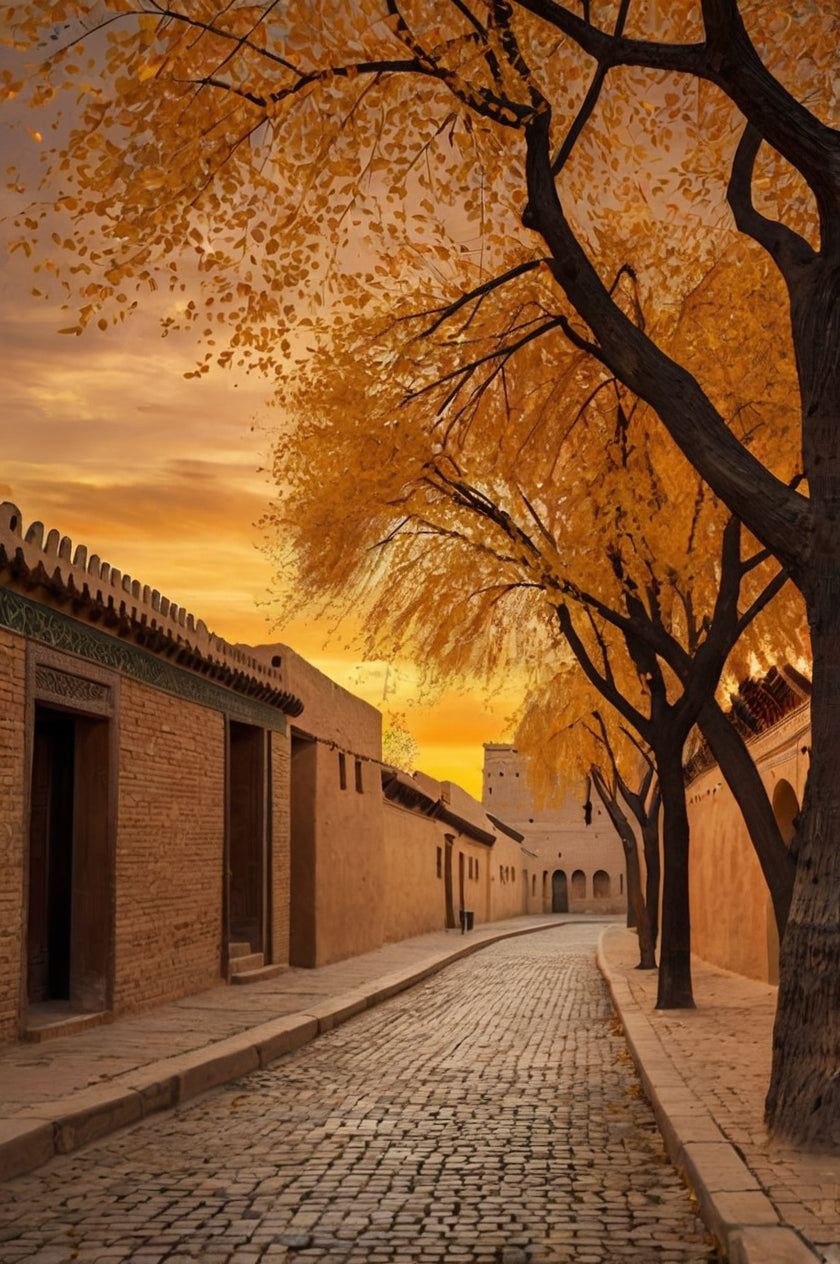 Autumn leaves falling from tress