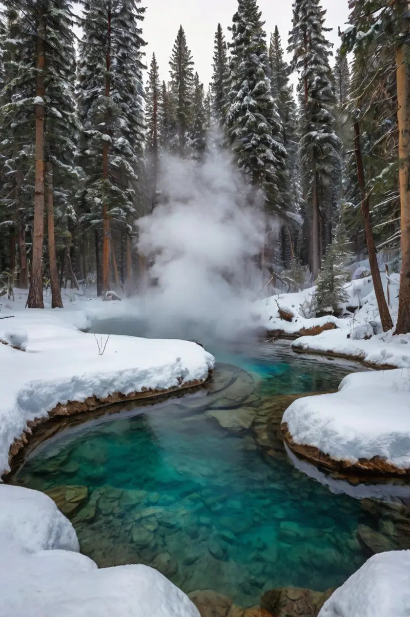 Steaming Forest River Canvas – Winter Hot Springs Nature Photography My Store