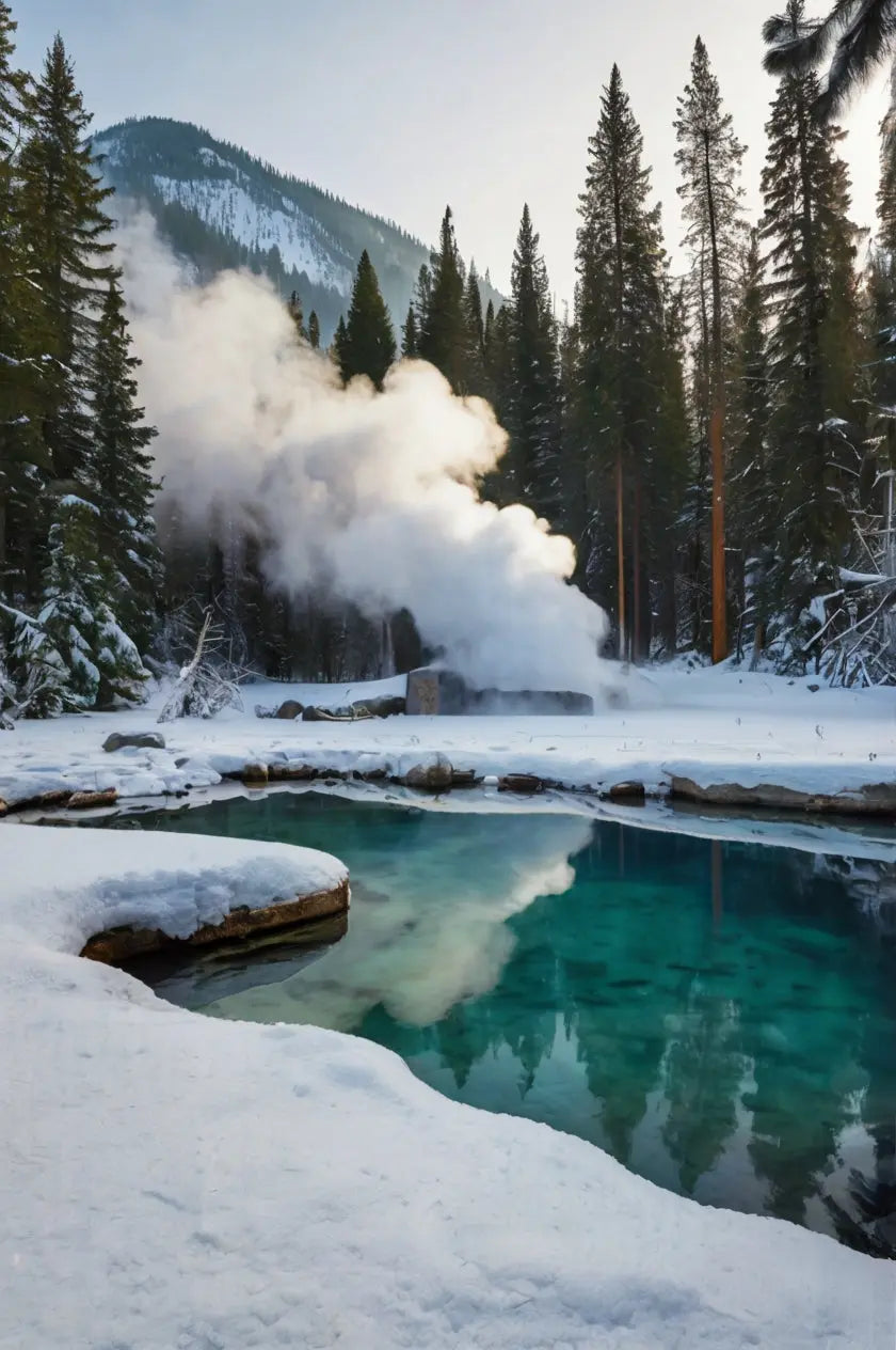 Steaming Forest River Canvas – Winter Hot Springs Nature Photography My Store