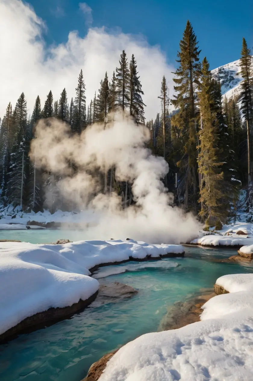Steaming Forest River Canvas – Winter Hot Springs Nature Photography My Store