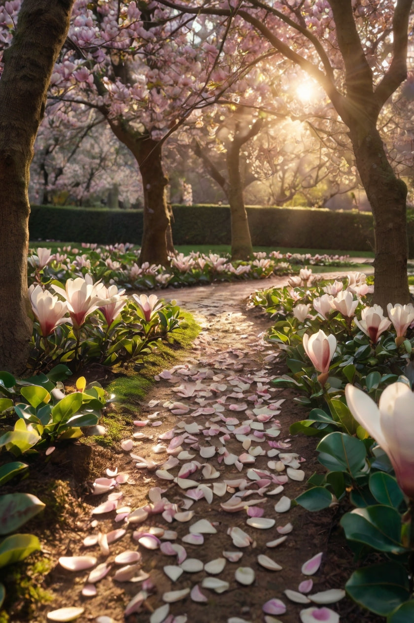 Horse in a Sunlit Meadow with Flowers