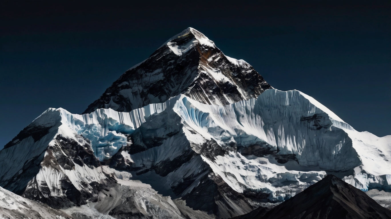 Mount Everest peak with dramatic clouds
