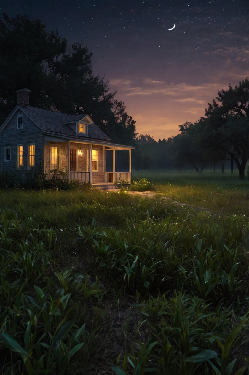 Cozy Countryside Cottage at Night