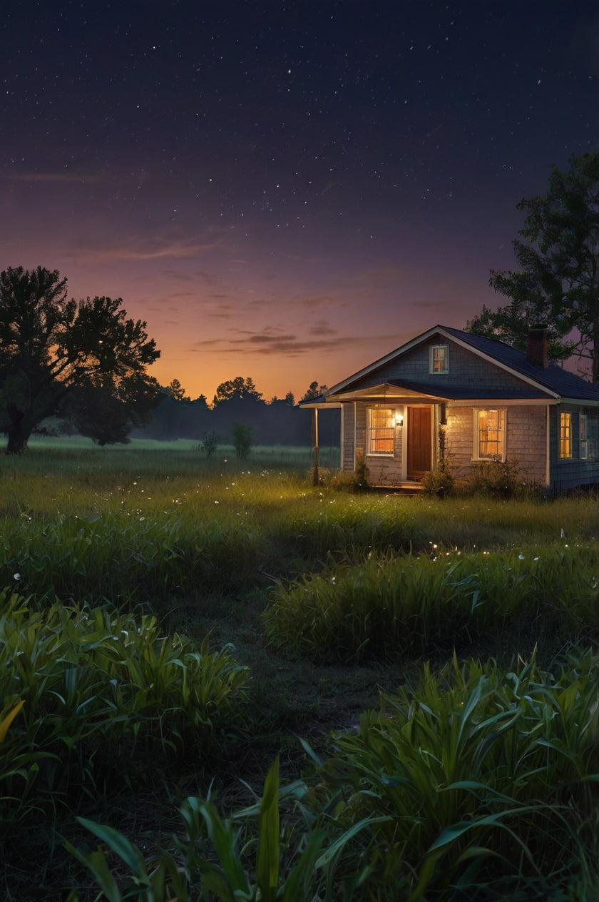 Cozy Countryside Cottage at Night