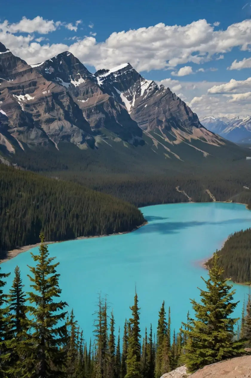 Turquoise Mountain Lake Wall Art – Scenic Canadian Rockies Landscape Print My Store