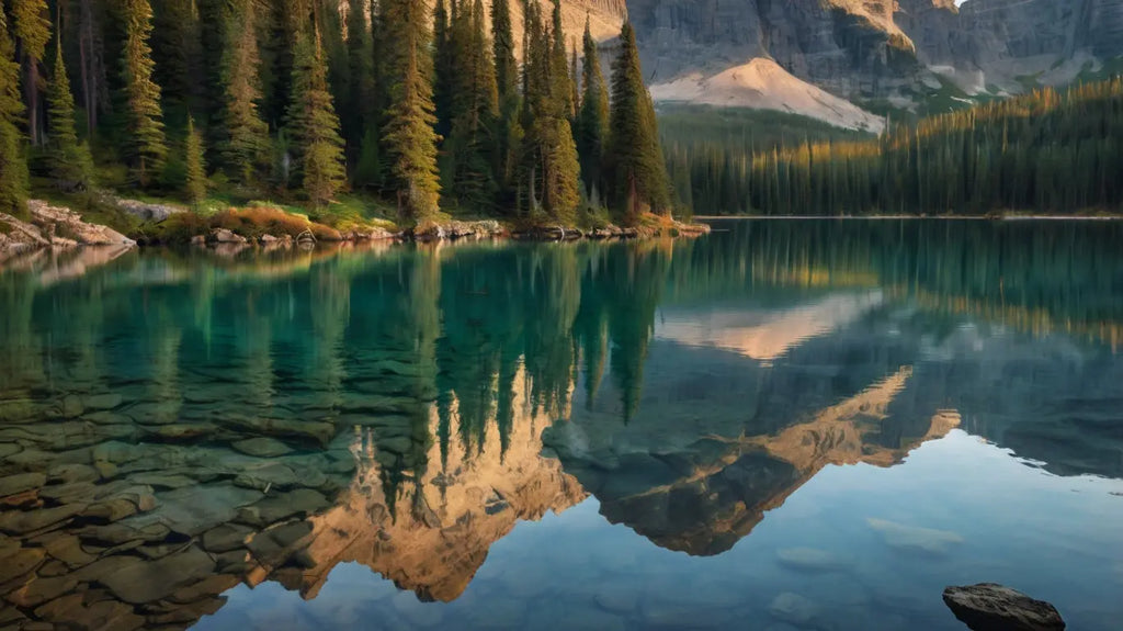 Canoe Mountain Lake Canvas Print My Store