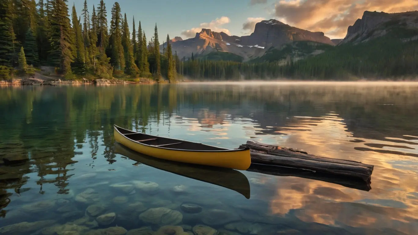Canoe Mountain Lake Canvas Print My Store
