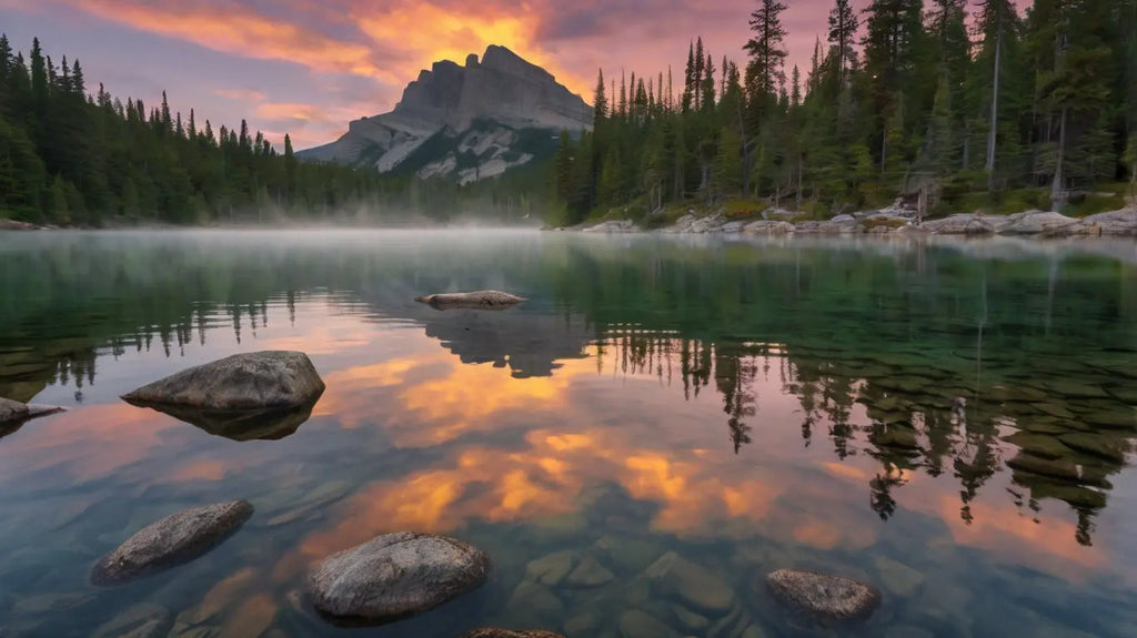 Canoe Mountain Lake Canvas Print My Store