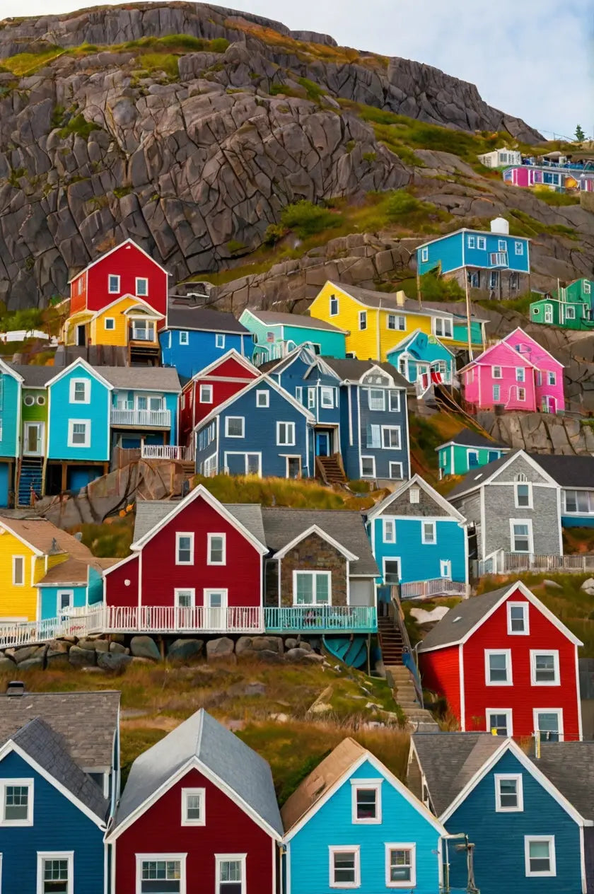 Colorful Hillside Village Print My Store