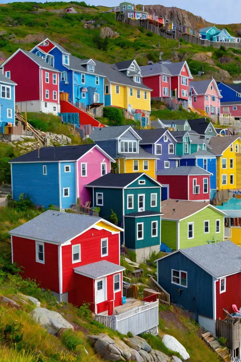 Colorful Hillside Village Print My Store