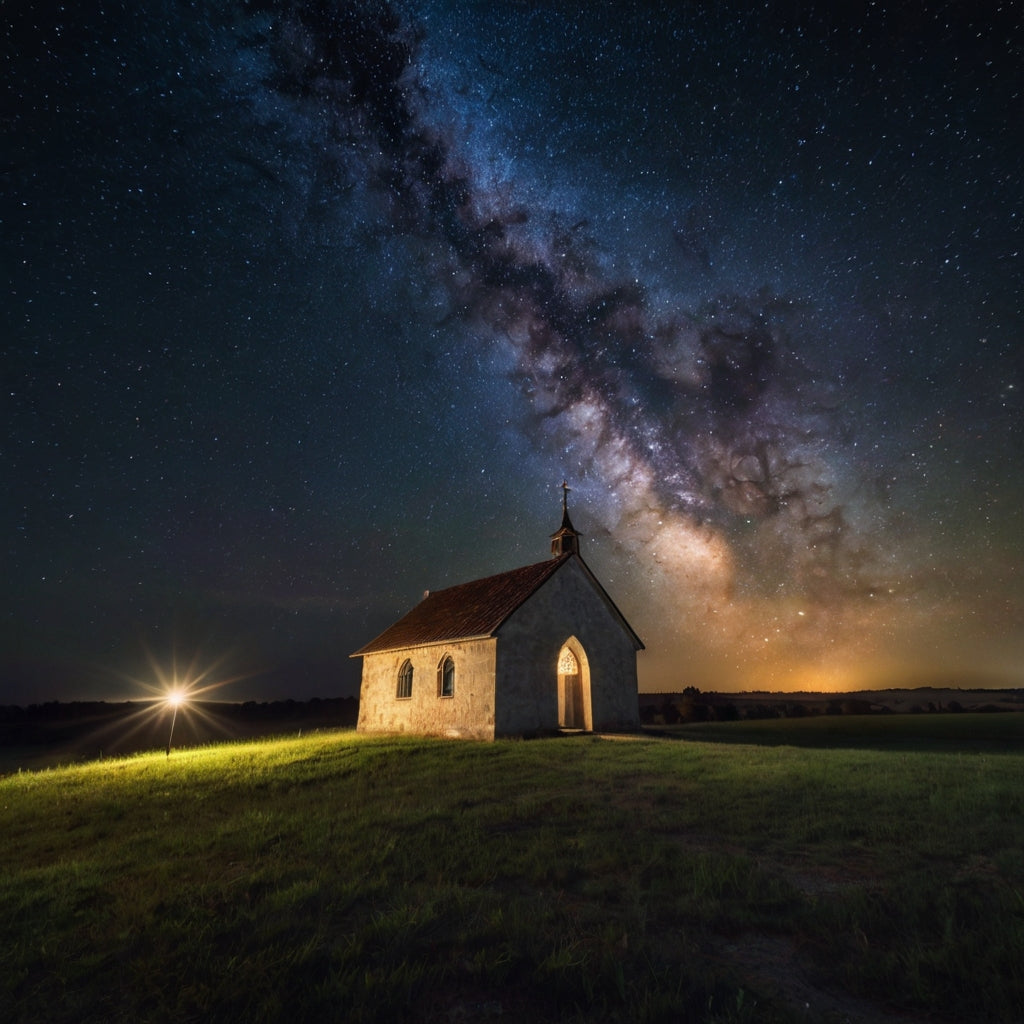 Starry Night Over Rural Chapel
