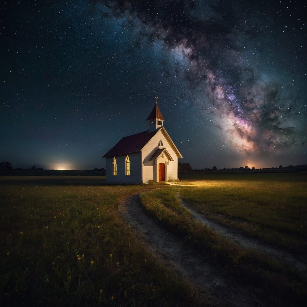 Starry Night Over Rural Chapel