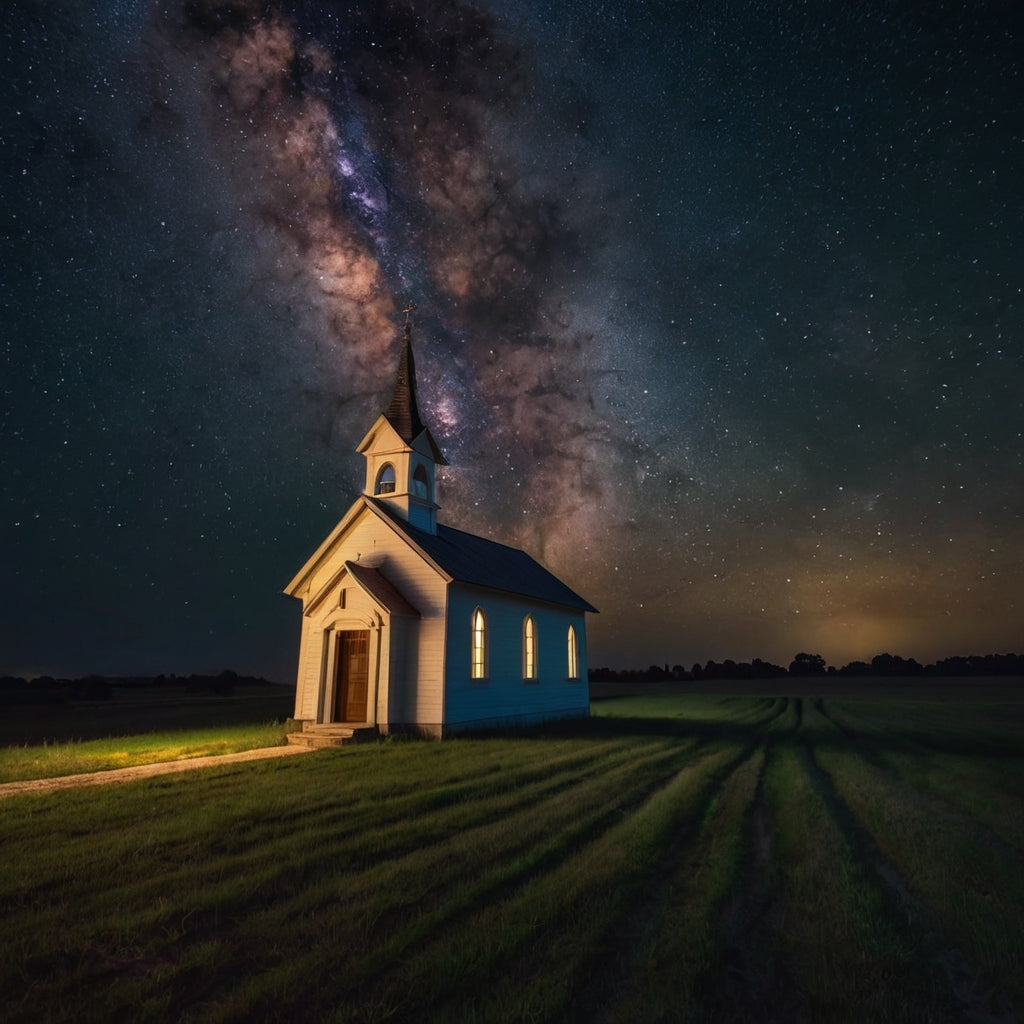 Starry Night Over Rural Chapel