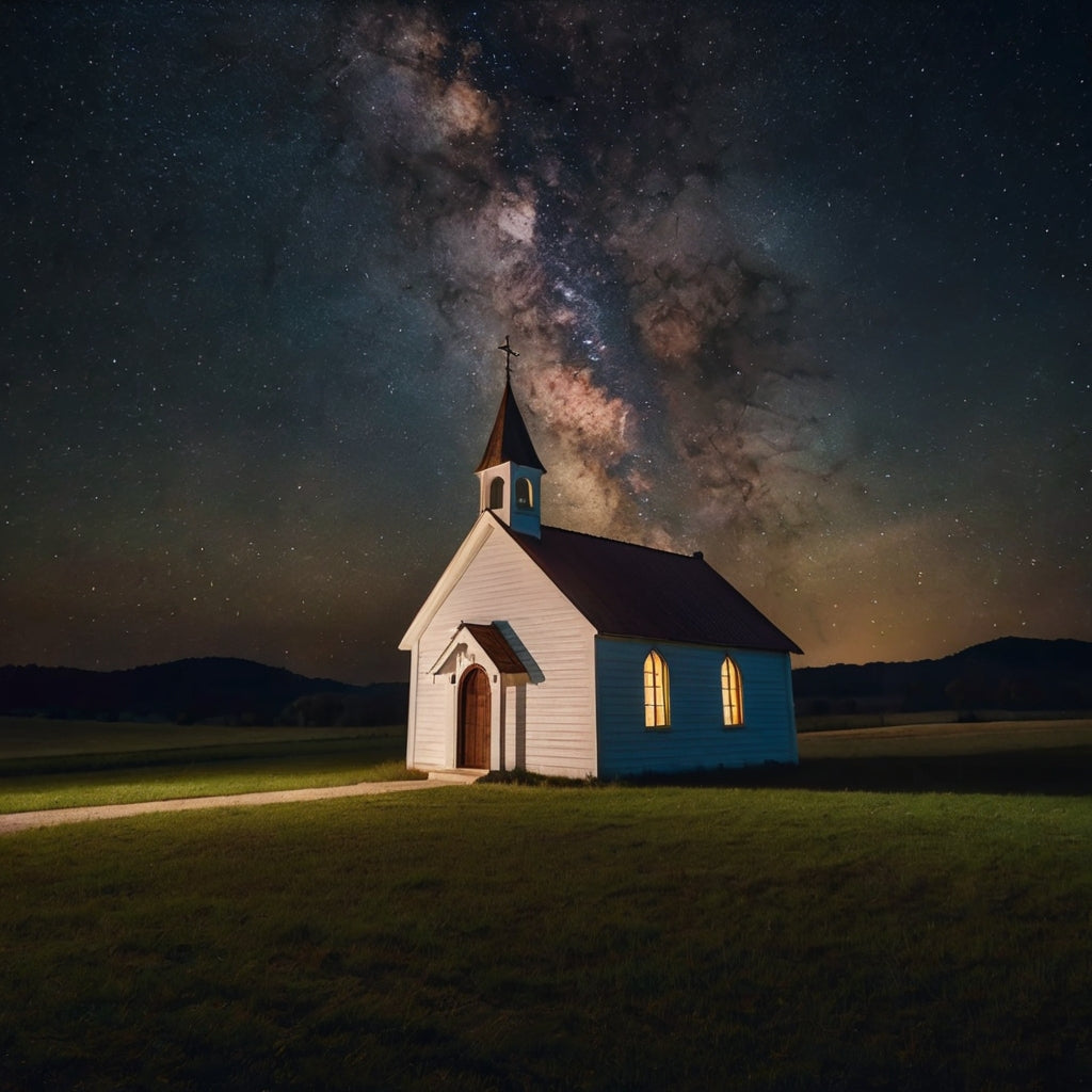Starry Night Over Rural Chapel