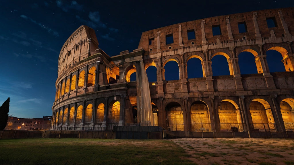 Colosseum at night with full moon
