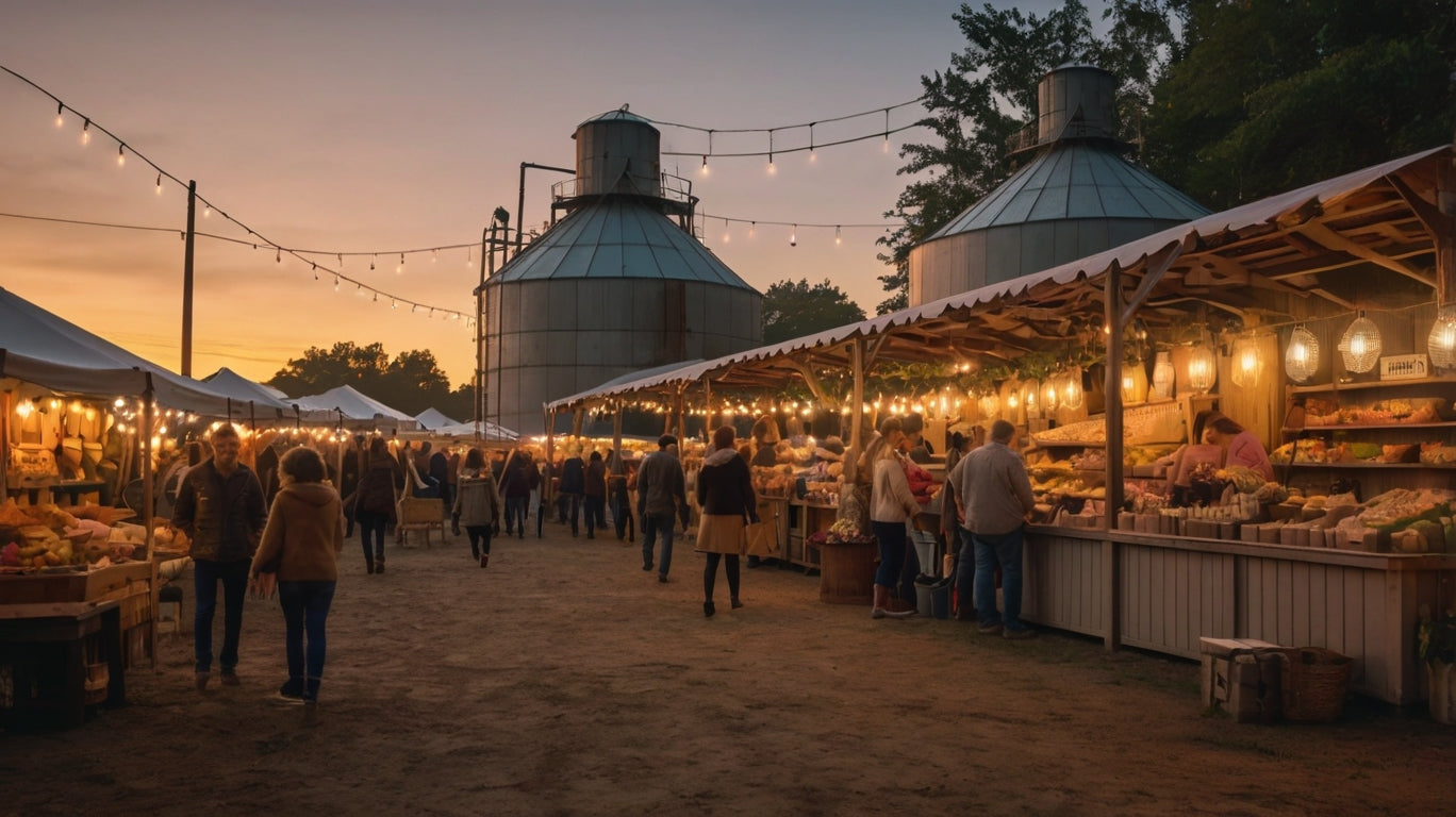 Vibrant Outdoor Food Festival Under Canopies