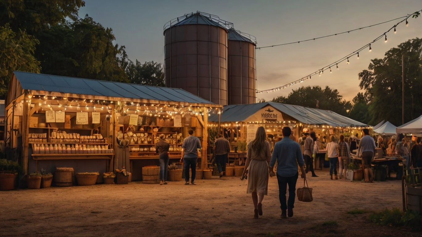 Vibrant Outdoor Food Festival Under Canopies