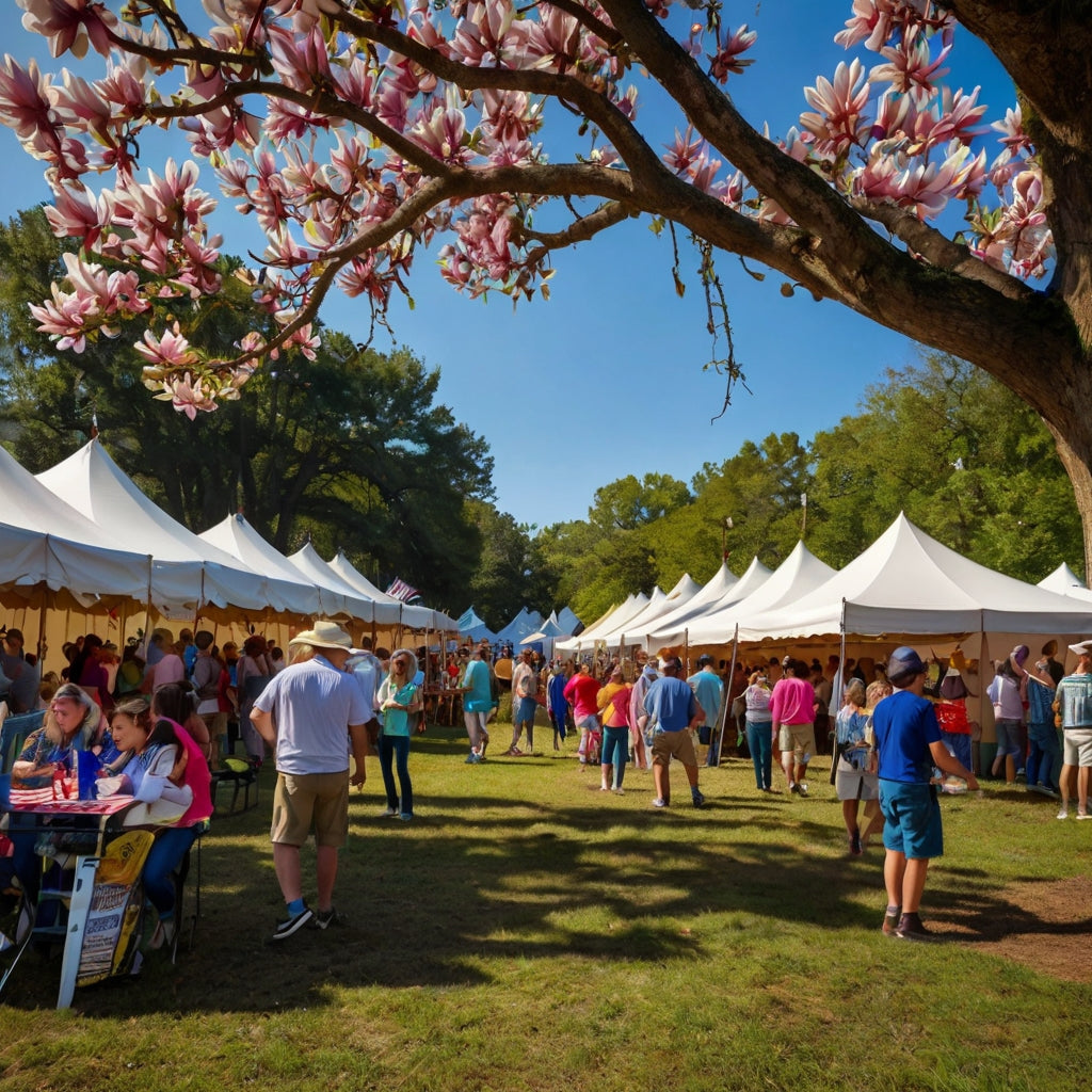 Vibrant Outdoor Food Festival Under Canopies