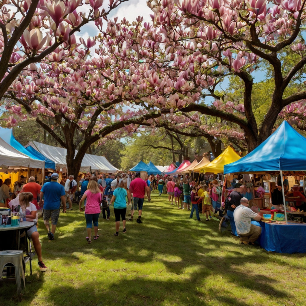 Vibrant Outdoor Food Festival Under Canopies